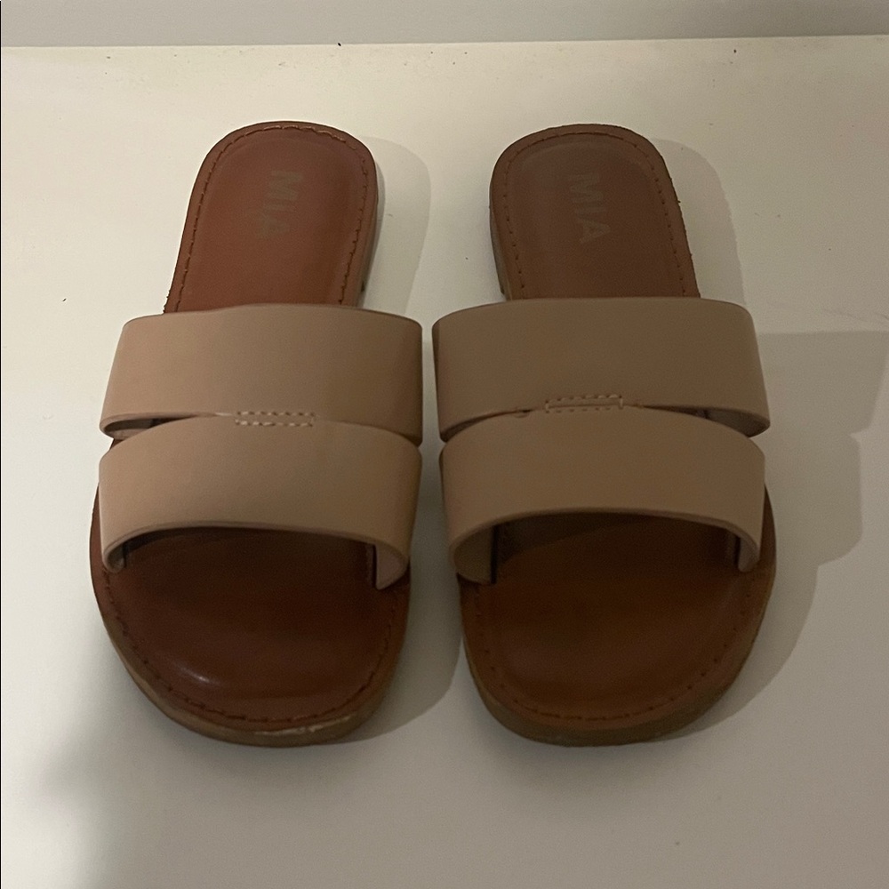 MIA Women's Beige Slide Sandals